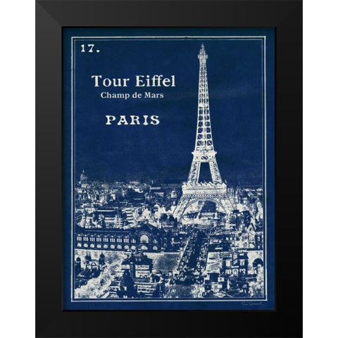 Blueprint Eiffel Tower Black Modern Wood Framed Art Print by Schlabach, Sue