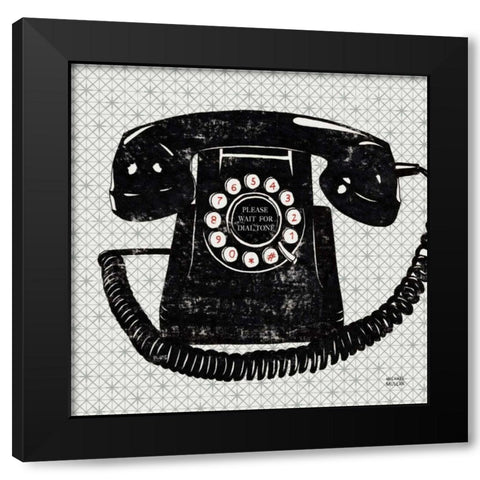 Vintage Analog Phone Black Modern Wood Framed Art Print by Mullan, Michael