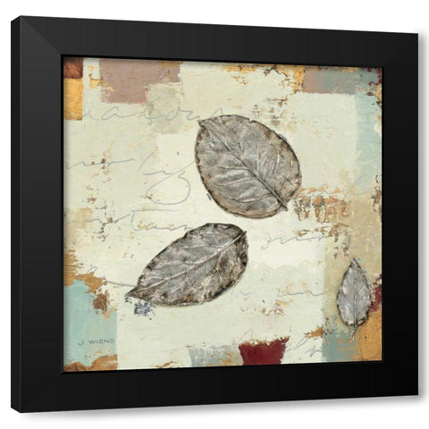 Silver Leaves IV Black Modern Wood Framed Art Print by Wiens, James