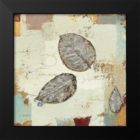 Silver Leaves IV Black Modern Wood Framed Art Print by Wiens, James