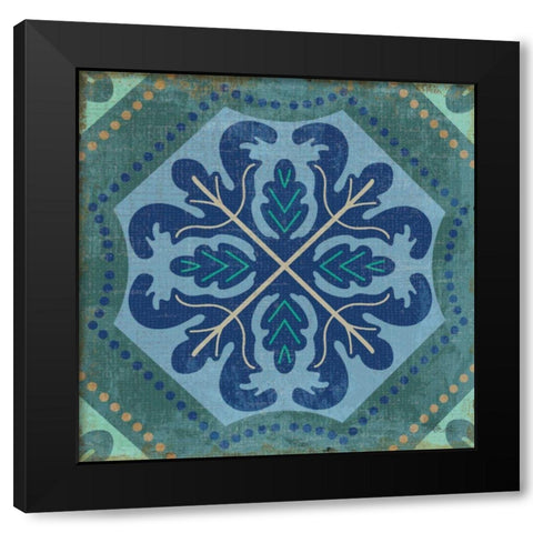 Santorini Tile II Black Modern Wood Framed Art Print with Double Matting by Pela Studio