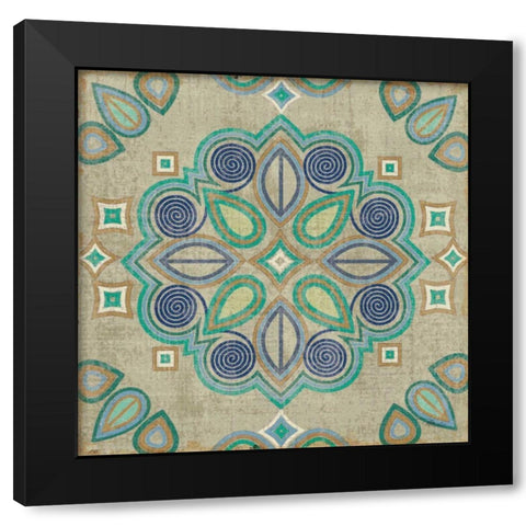 Santorini Tile III Black Modern Wood Framed Art Print with Double Matting by Pela Studio