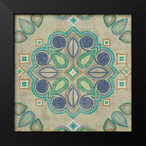 Santorini Tile III Black Modern Wood Framed Art Print by Pela Studio