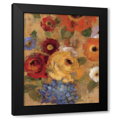 Jacquard Floral I Crop Black Modern Wood Framed Art Print by Vassileva, Silvia