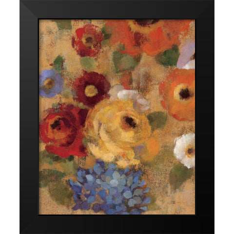 Jacquard Floral I Crop Black Modern Wood Framed Art Print by Vassileva, Silvia