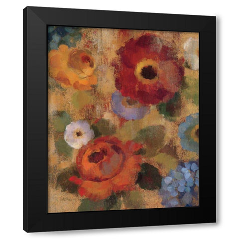 Jacquard Floral II - Crop Black Modern Wood Framed Art Print by Vassileva, Silvia