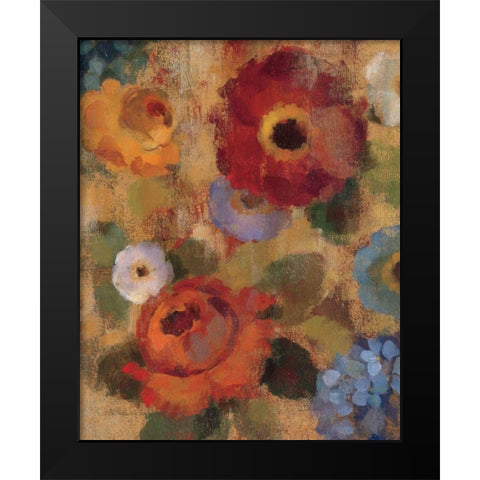 Jacquard Floral II - Crop Black Modern Wood Framed Art Print by Vassileva, Silvia