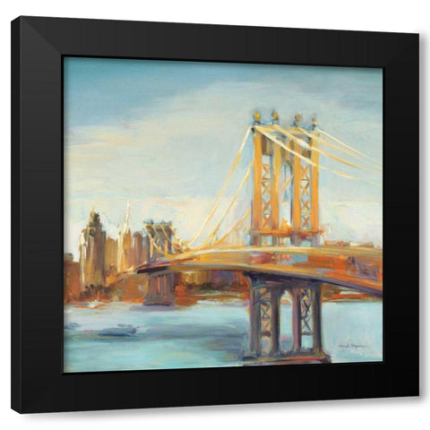 Sunny Manhattan Bridge Black Modern Wood Framed Art Print by Hageman, Marilyn