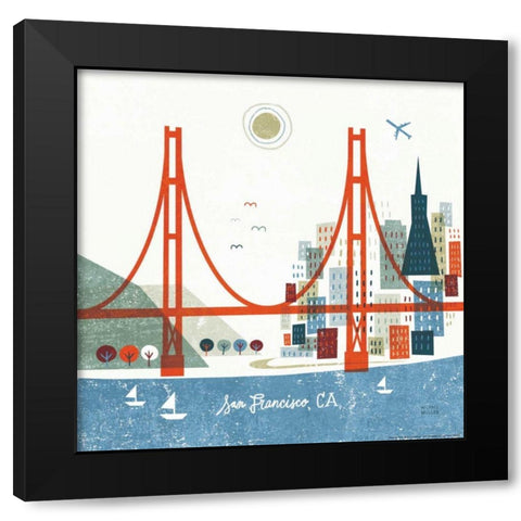 Colorful San Francisco Black Modern Wood Framed Art Print with Double Matting by Mullan, Michael