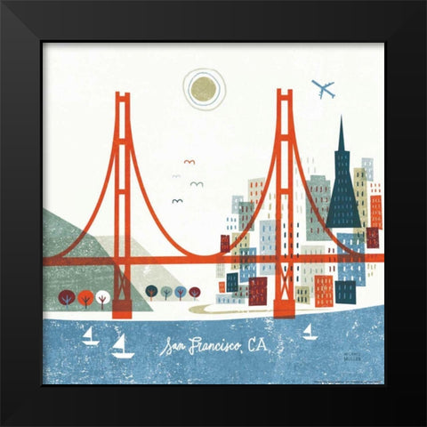 Colorful San Francisco Black Modern Wood Framed Art Print by Mullan, Michael