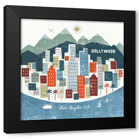 Colorful Los Angeles Black Modern Wood Framed Art Print by Mullan, Michael
