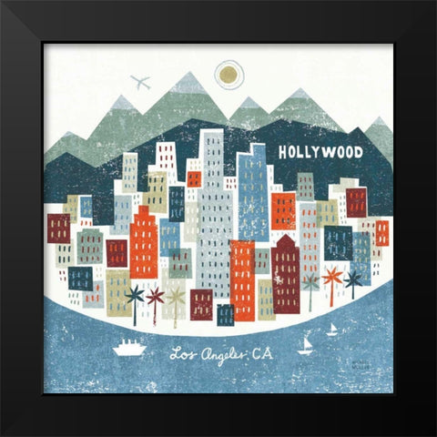 Colorful Los Angeles Black Modern Wood Framed Art Print by Mullan, Michael