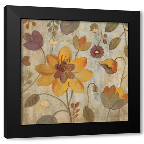 Floral Song II Black Modern Wood Framed Art Print by Vassileva, Silvia