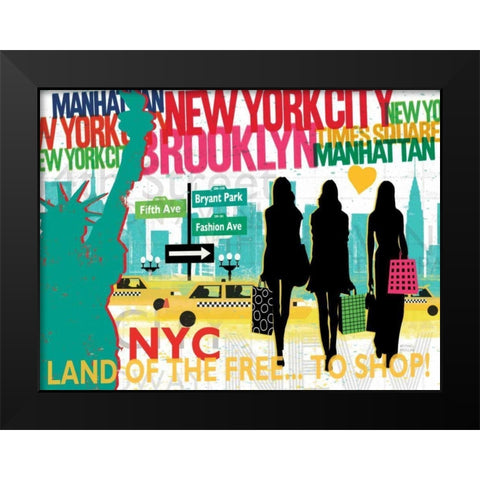 New York City Life III Black Modern Wood Framed Art Print by Mullan, Michael