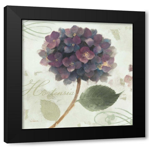 Abundant Hydrangea II Blue Green Black Modern Wood Framed Art Print by Hristova, Albena