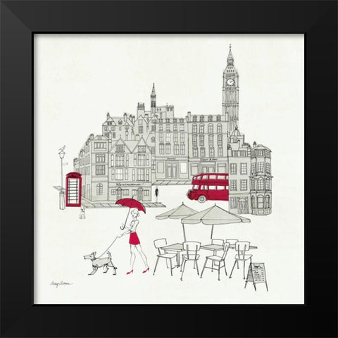 World Cafe I - London Red Black Modern Wood Framed Art Print by Tillmon, Avery