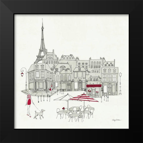 World Cafe  II - Paris Red Black Modern Wood Framed Art Print by Tillmon, Avery