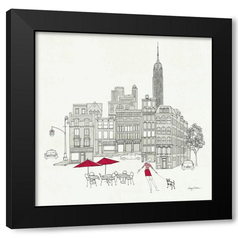 World Cafe III - NYC Red Black Modern Wood Framed Art Print by Tillmon, Avery