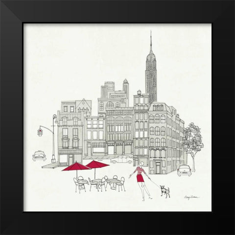 World Cafe III - NYC Red Black Modern Wood Framed Art Print by Tillmon, Avery