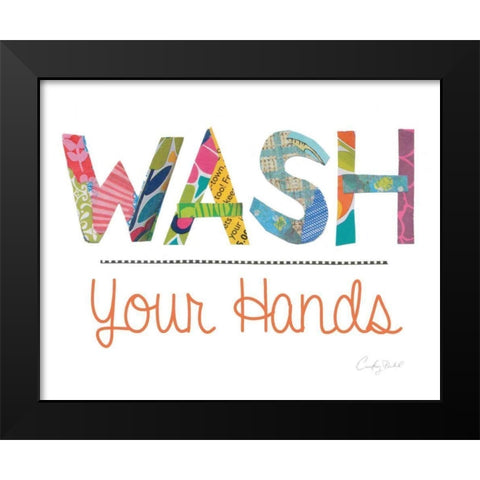 Wash Your Hands Black Modern Wood Framed Art Print by Prahl, Courtney
