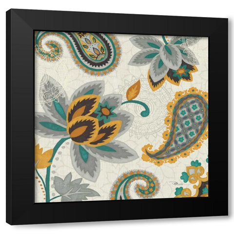 Decorative Nature II Turquoise Cream Black Modern Wood Framed Art Print by Pela Studio