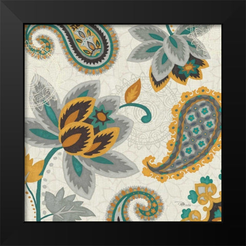 Decorative Nature II Turquoise Cream Black Modern Wood Framed Art Print by Pela Studio