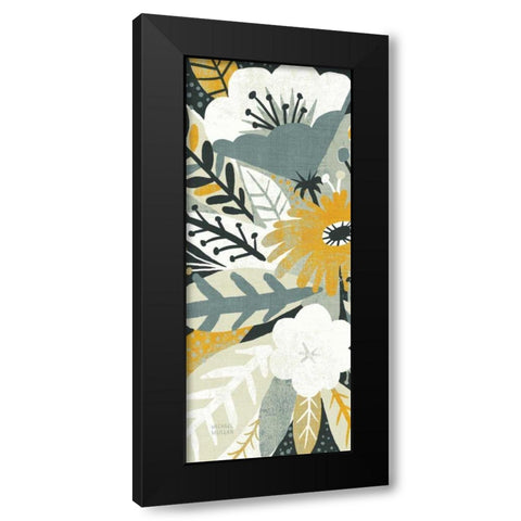 Vintage Bouquet Yellow Panel I Black Modern Wood Framed Art Print with Double Matting by Mullan, Michael