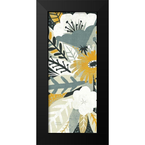 Vintage Bouquet Yellow Panel I Black Modern Wood Framed Art Print by Mullan, Michael