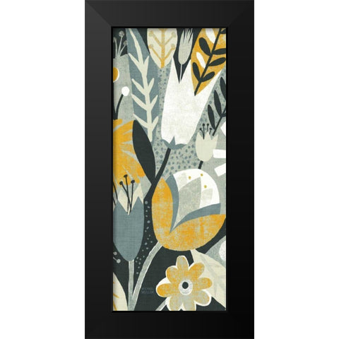 Vintage Bouquet Yellow Panel II Black Modern Wood Framed Art Print by Mullan, Michael