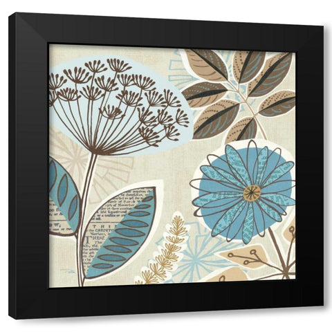 Funky Flowers IV Black Modern Wood Framed Art Print by Pela Studio