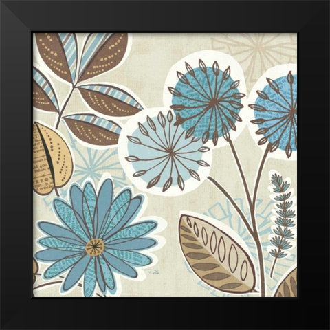 Funky Flowers V Black Modern Wood Framed Art Print by Pela Studio