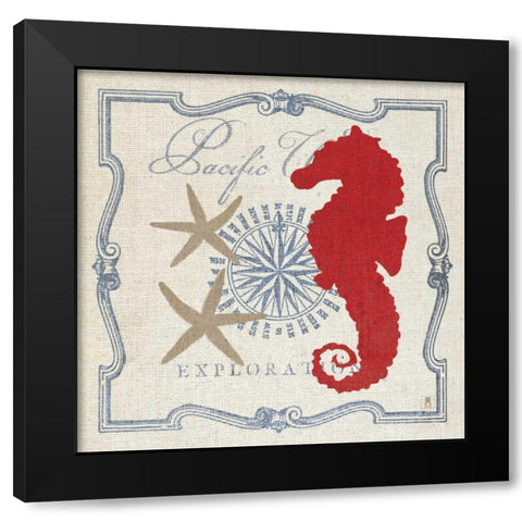 Pacific Seahorse Black Modern Wood Framed Art Print with Double Matting by Studio Mousseau