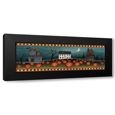 Halloween Eve Crescent Moon Black Modern Wood Framed Art Print by Brown, David Carter