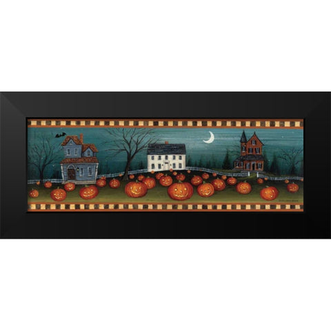 Halloween Eve Crescent Moon Black Modern Wood Framed Art Print by Brown, David Carter