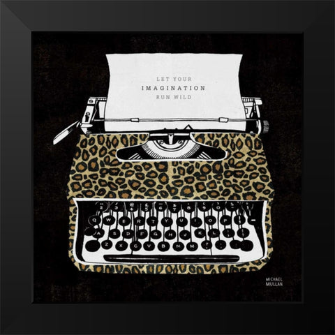 Analog Jungle Typewriter Black Modern Wood Framed Art Print by Mullan, Michael