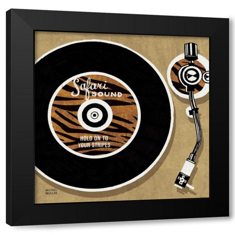 Analog Jungle Record Player Black Modern Wood Framed Art Print with Double Matting by Mullan, Michael