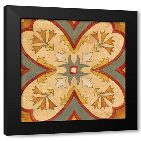 Andalucia Tiles H Color Black Modern Wood Framed Art Print with Double Matting by Vassileva, Silvia