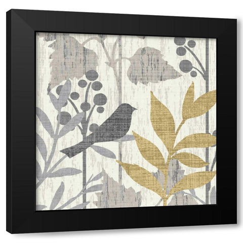 Garden Leaves Square V Black Modern Wood Framed Art Print with Double Matting by Wild Apple Portfolio