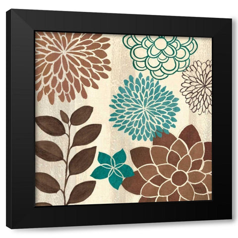 Abstract Garden Blue I Black Modern Wood Framed Art Print with Double Matting by Charron, Veronique