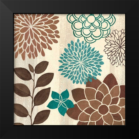 Abstract Garden Blue I Black Modern Wood Framed Art Print by Charron, Veronique