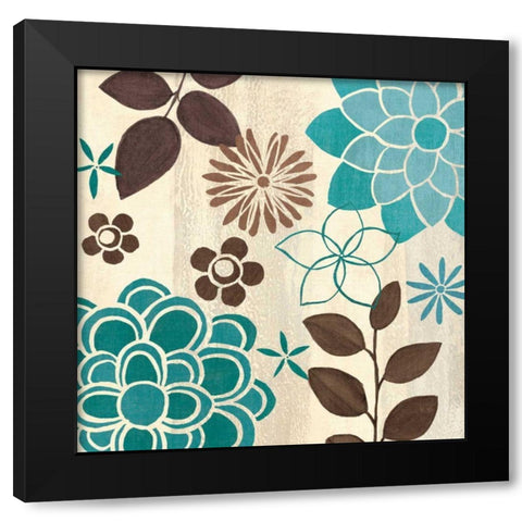 Abstract Garden Blue II Black Modern Wood Framed Art Print by Charron, Veronique