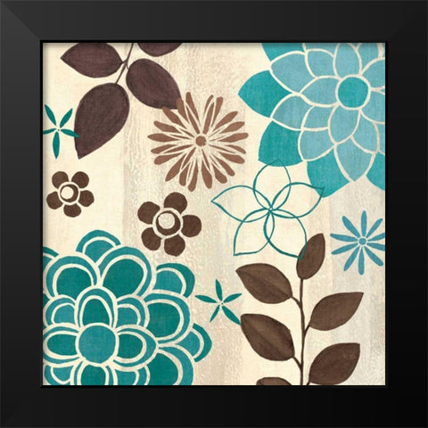 Abstract Garden Blue II Black Modern Wood Framed Art Print by Charron, Veronique