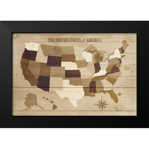 USA Modern Vintage Wood Black Modern Wood Framed Art Print by Mullan, Michael