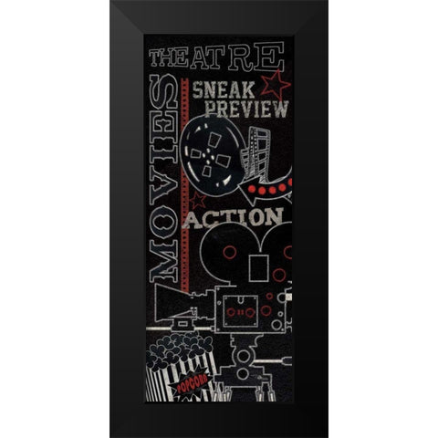 Movie Montage II Black Modern Wood Framed Art Print by Pela Studio