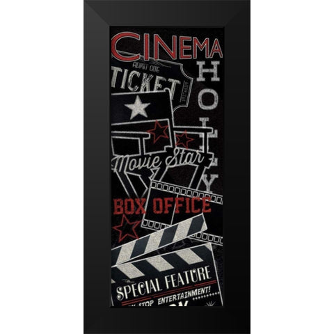 Movie Montage III Black Modern Wood Framed Art Print by Pela Studio