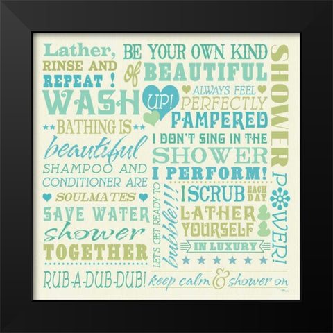 Wash Up Words Black Modern Wood Framed Art Print by Pela Studio