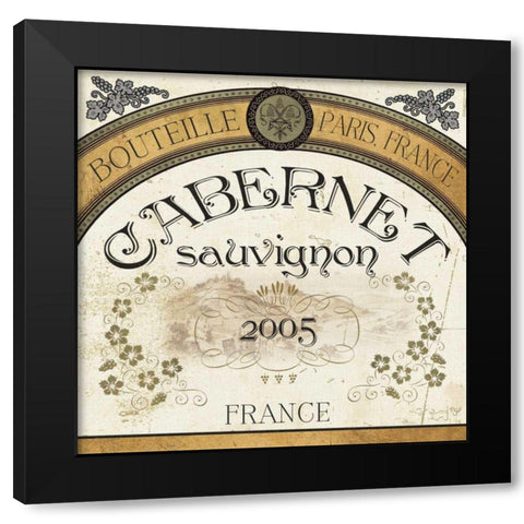 Wine Labels I Black Modern Wood Framed Art Print with Double Matting by Pela Studio