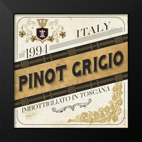 Wine Labels IV Black Modern Wood Framed Art Print by Pela Studio