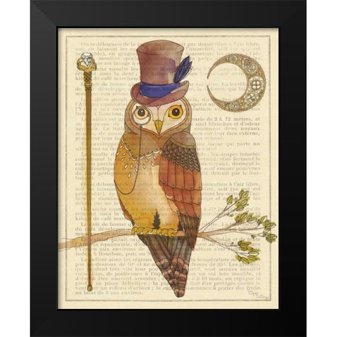 Steampunk Owl II Black Modern Wood Framed Art Print by DeNeige, Elyse
