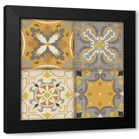 Golden Glow 4pk Black Modern Wood Framed Art Print with Double Matting by Pela Studio